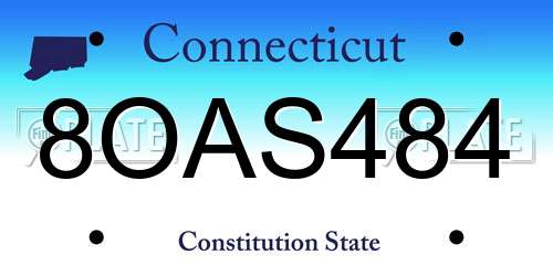 8OAS484 Connecticut License Plate