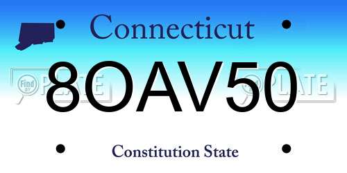 8OAV50 Connecticut License Plate
