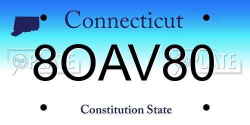 8OAV80 Connecticut License Plate