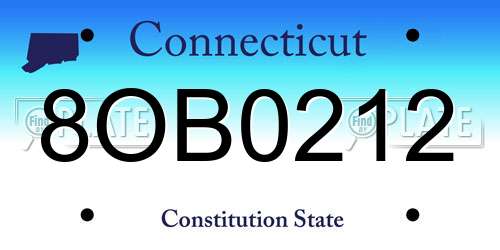 8OB0212 Connecticut License Plate