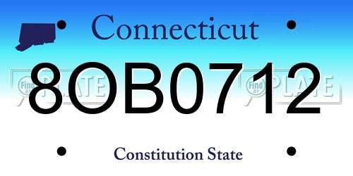 8OB0712 Connecticut License Plate