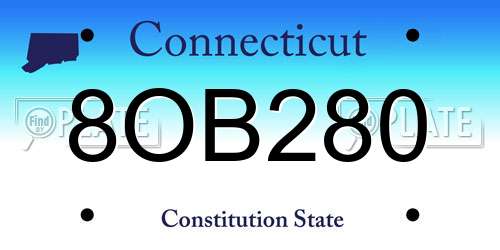 8OB280 Connecticut License Plate