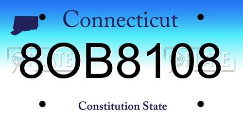 8OB8108 Connecticut License Plate