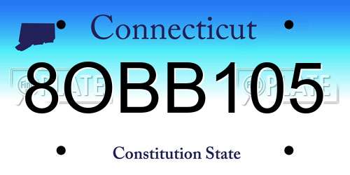 8OBB105 Connecticut License Plate