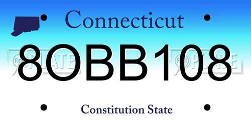 8OBB108 Connecticut License Plate