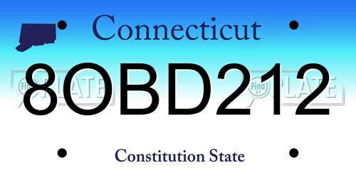 8OBD212 Connecticut License Plate