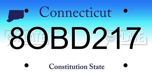 8OBD217 Connecticut License Plate