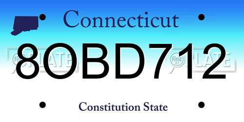 8OBD712 Connecticut License Plate