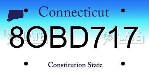 8OBD717 Connecticut License Plate