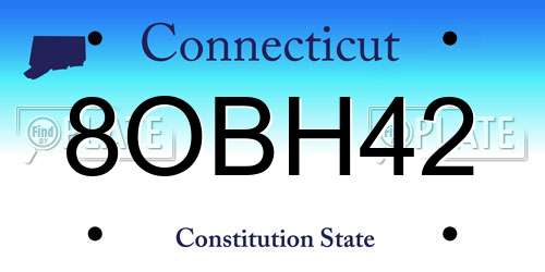 8OBH42 Connecticut License Plate