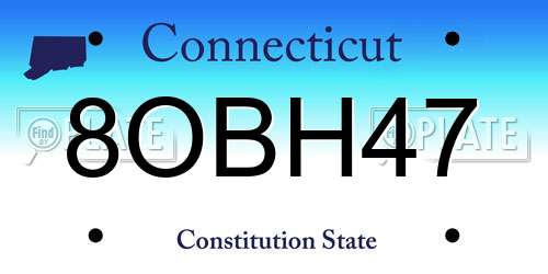 8OBH47 Connecticut License Plate