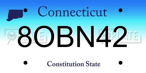 8OBN42 Connecticut License Plate