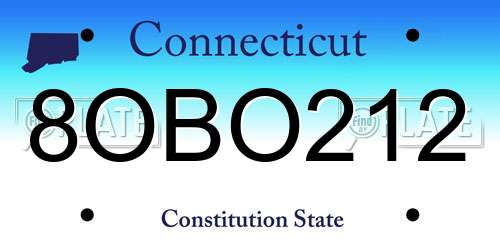 8OBO212 Connecticut License Plate
