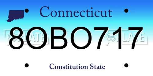 8OBO717 Connecticut License Plate