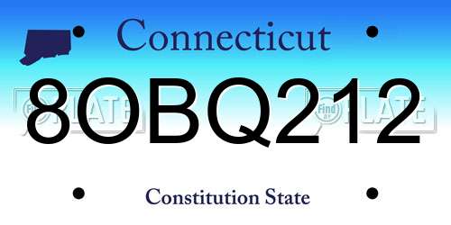 8OBQ212 Connecticut License Plate