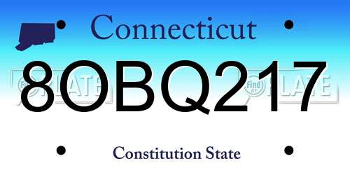8OBQ217 Connecticut License Plate