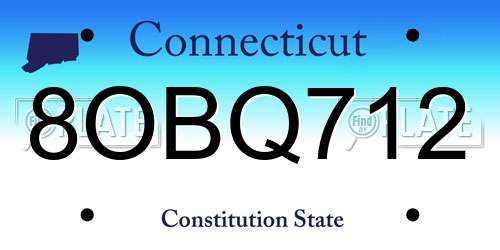 8OBQ712 Connecticut License Plate