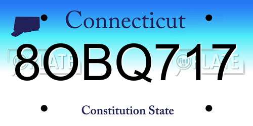 8OBQ717 Connecticut License Plate
