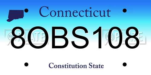 8OBS108 Connecticut License Plate