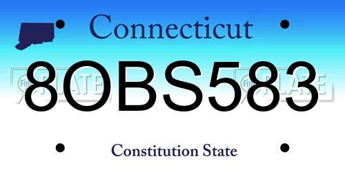 8OBS583 Connecticut License Plate