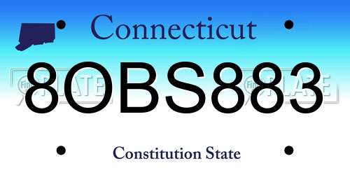 8OBS883 Connecticut License Plate