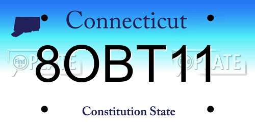 8OBT11 Connecticut License Plate