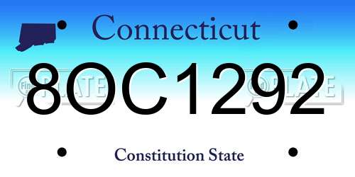8OC1292 Connecticut License Plate