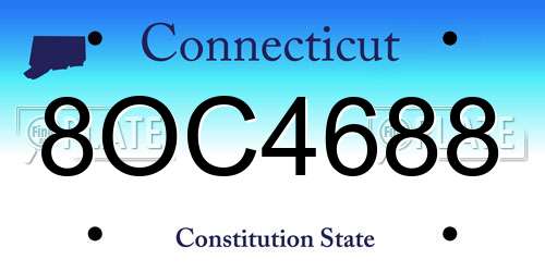 8OC4688 Connecticut License Plate
