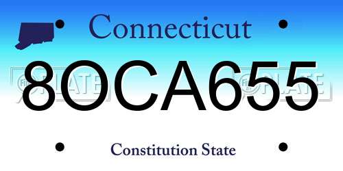 8OCA655 Connecticut License Plate