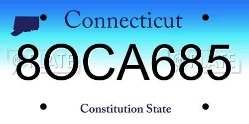 8OCA685 Connecticut License Plate