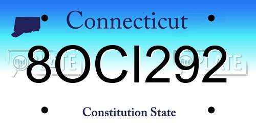 8OCI292 Connecticut License Plate