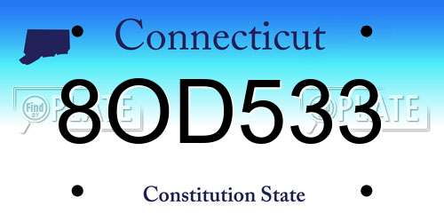 8OD533 Connecticut License Plate