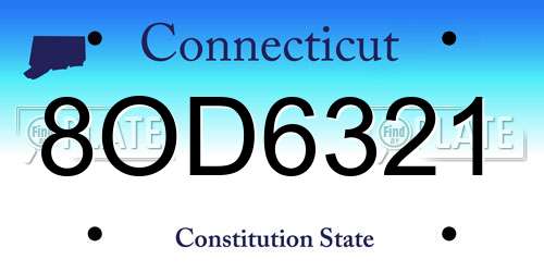 8OD6321 Connecticut License Plate