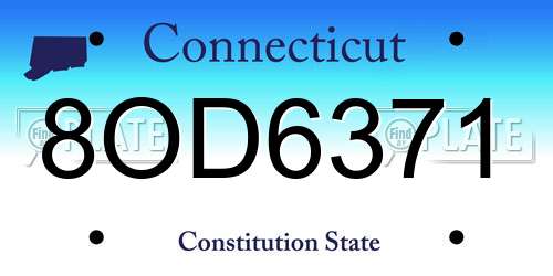 8OD6371 Connecticut License Plate