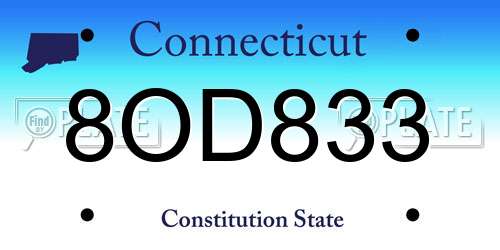 8OD833 Connecticut License Plate