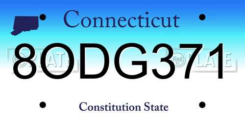8ODG371 Connecticut License Plate