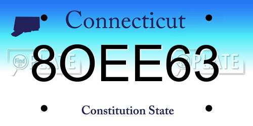8OEE63 Connecticut License Plate
