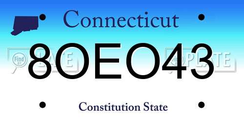 8OEO43 Connecticut License Plate