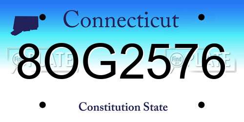 8OG2576 Connecticut License Plate