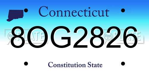 8OG2826 Connecticut License Plate