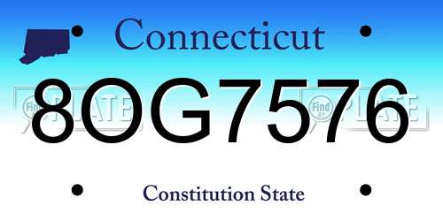 8OG7576 Connecticut License Plate