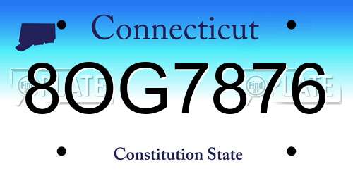 8OG7876 Connecticut License Plate