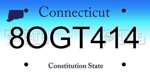 8OGT414 Connecticut License Plate