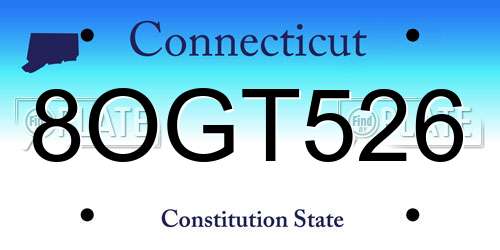 8OGT526 Connecticut License Plate