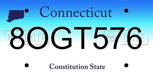 8OGT576 Connecticut License Plate