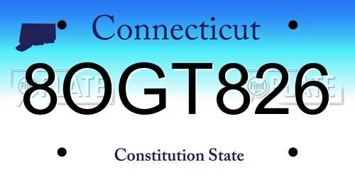 8OGT826 Connecticut License Plate