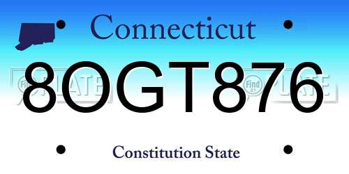 8OGT876 Connecticut License Plate