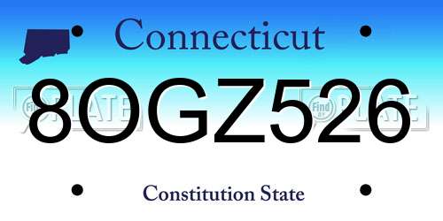 8OGZ526 Connecticut License Plate