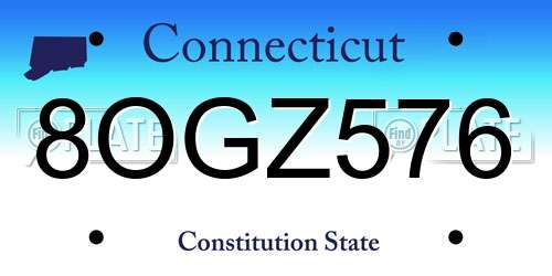 8OGZ576 Connecticut License Plate