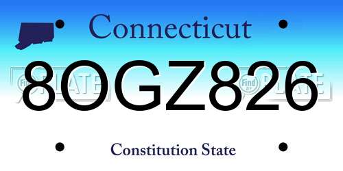 8OGZ826 Connecticut License Plate